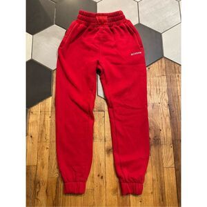 Boxraw Johnson Bottoms pants sweatpants joggers red comfy cozy high waist S EUC